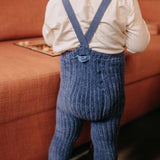 Silly Silas - Granny teddy footless cotton tights with braces - Steel Blue | Scout & Co