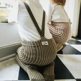 Silly Silas - Special footed cotton tights with braces - Seaweed & Peanut Striped | Scout & Co
