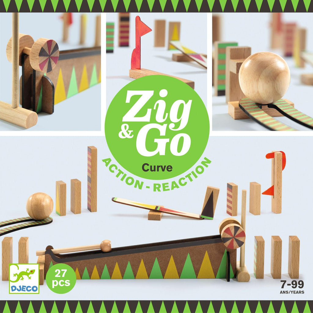 Djeco - Zig & Go Action Reaction Construction Game - 27 pieces - Curve | Scout & Co