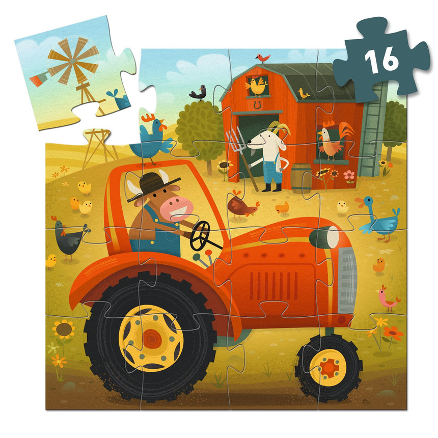 Djeco - The Tractor 16-piece silhouette jigsaw puzzle | Scout & Co