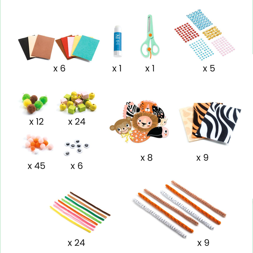 Djeco - Pipe cleaner threading craft kit - My Animals | Scout & Co