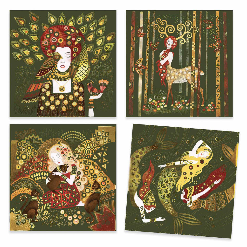 Djeco - Inspired By Gustav Klimt scratch cards - Golden Goddesses | Scout & Co