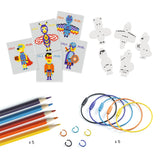 Djeco - Pixel Art Heroes shrink plastic keychains DIY kit