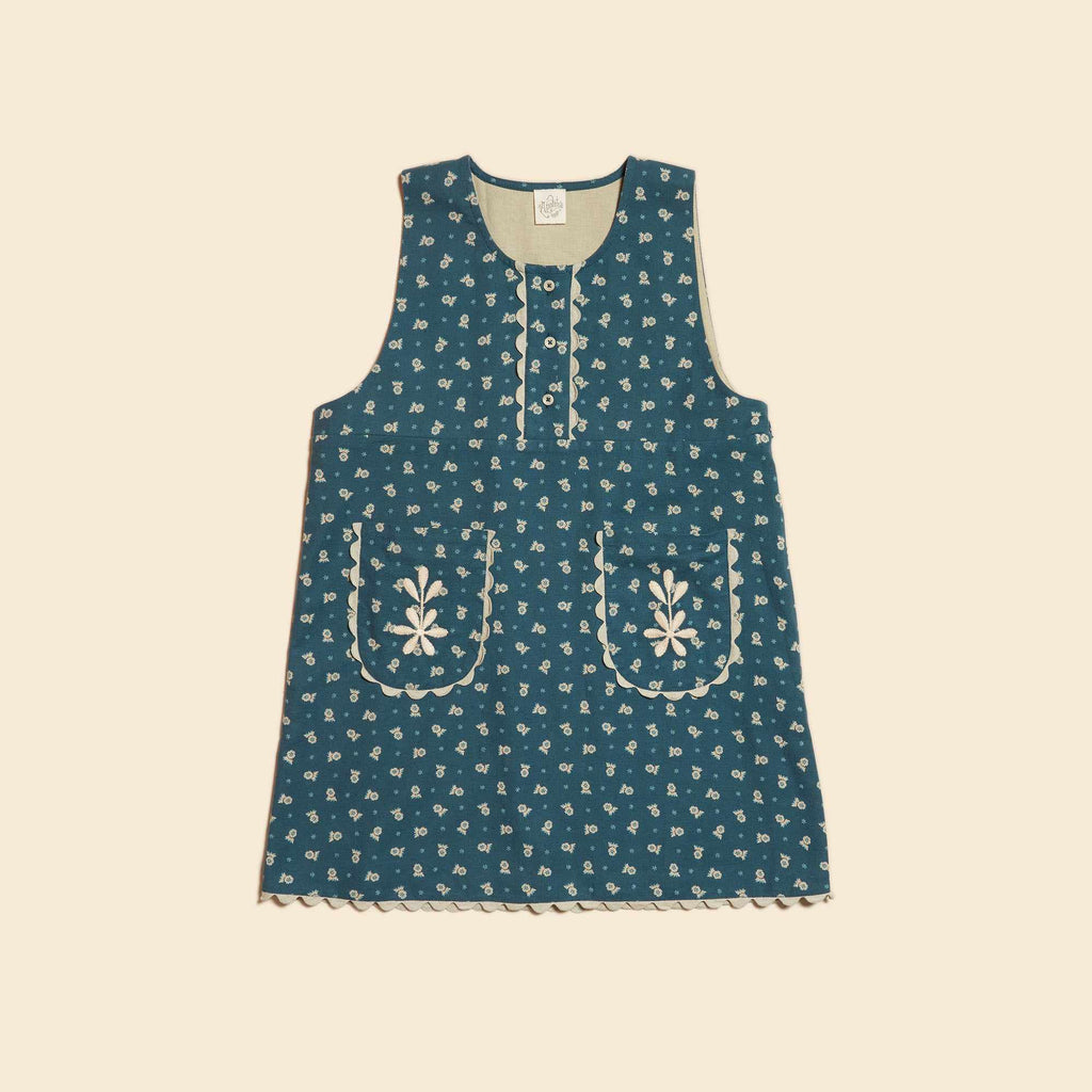 Apolina - Dorothy pinafore dress - Pansy Garden Lake | Scout & Co