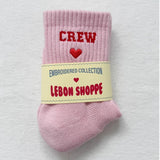Le Bon Shoppe - Embroidered crew socks - Strawberry Milk | Scout & Co