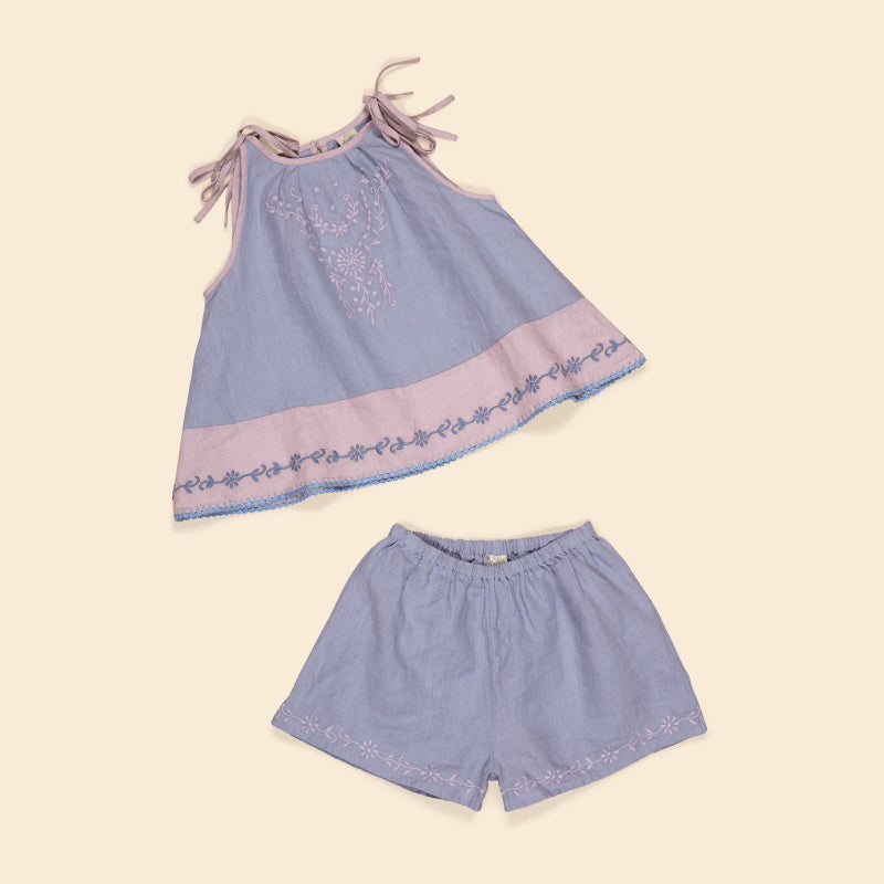 Apolina - Emeline top and shorts set - Blue Lilac | Scout & Co