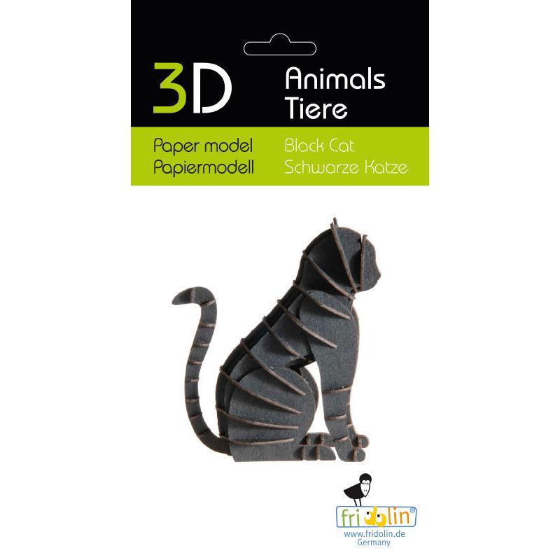 Fridolin - 3D cardboard animal puzzle - Black Cat | Scout & Co