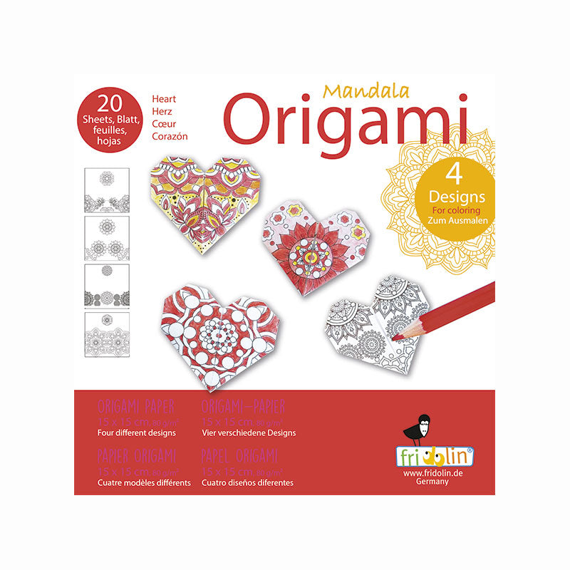 Fridolin - Mandala colouring origami set - Hearts | Scout & Co