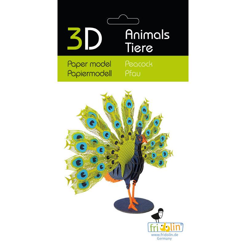 Fridolin - 3D cardboard animal puzzle - Peacock | Scout & Co