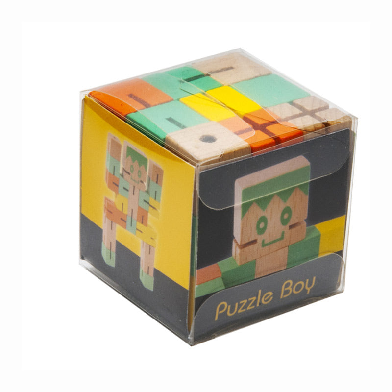 Fridolin - Puzzle Boy - wooden puzzle cube - Green Yellow Orange | Scout & Co
