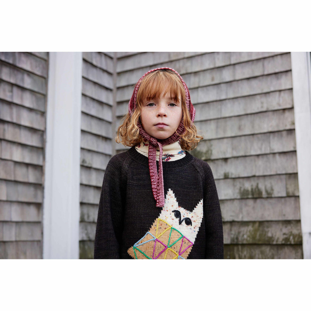 Misha & Puff - Owl sweater - Bark | Scout & Co