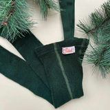 Silly Silas - Teddy warmy cotton tights with braces - Dark Forest Green | Scout & Co
