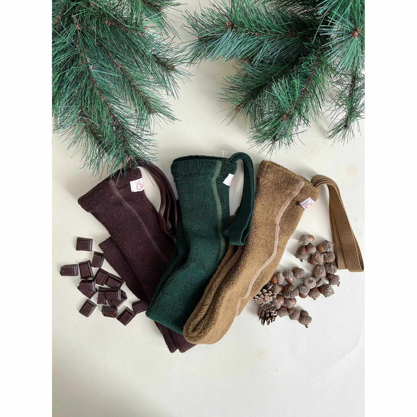 Silly Silas - Teddy warmy cotton tights with braces - Acorn Brown | Scout & Co