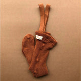 Silly Silas - Teddy warmy footed tights with braces - Cinnamon | Scout & Co