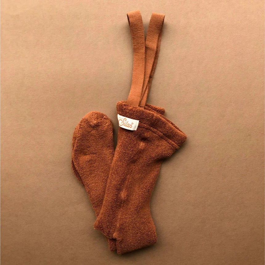 Silly Silas - Teddy warmy footed tights with braces - Cinnamon | Scout & Co