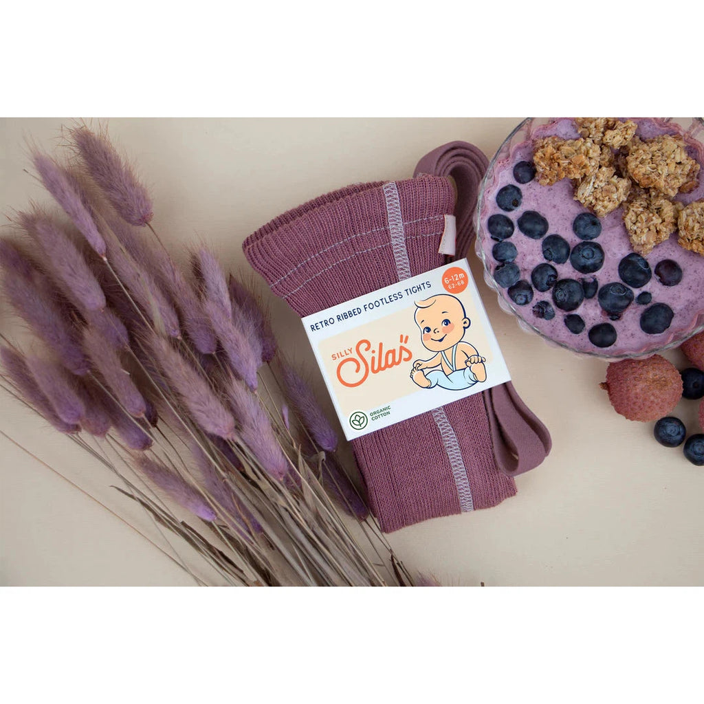 Silly Silas - Footless cotton tights with braces - Acai Smoothie | Scout & Co