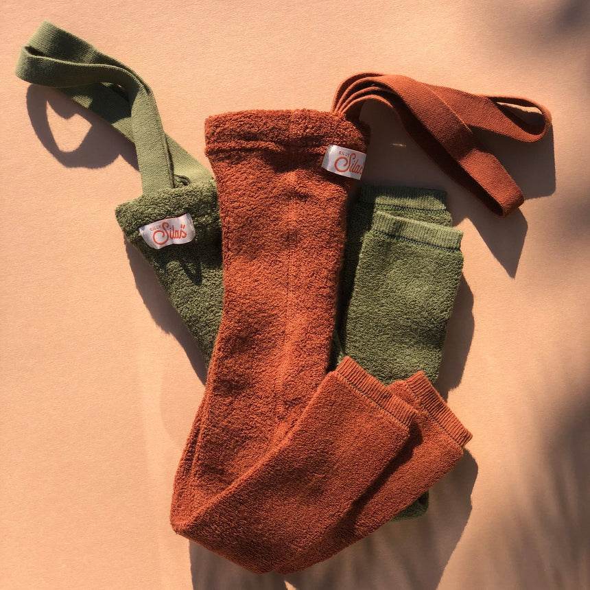 Silly Silas - Teddy footless tights with braces - Cinnamon | Scout & Co