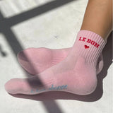 Le Bon Shoppe - Embroidered crew socks - Strawberry Milk | Scout & Co