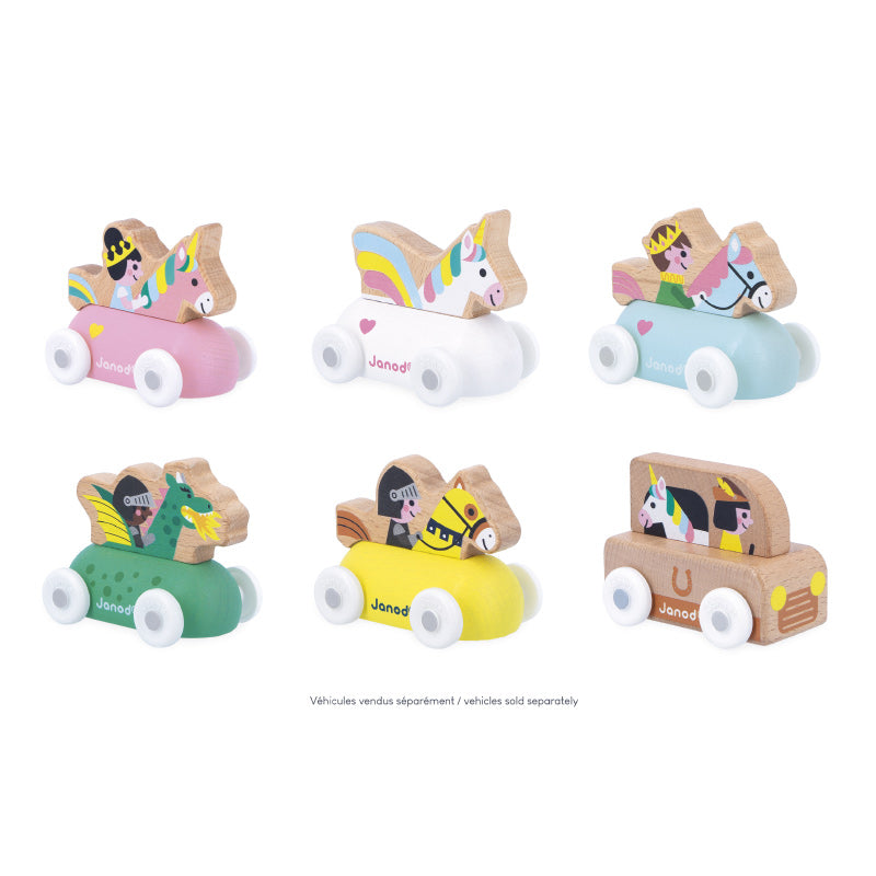 Janod - Cross Roads - Enchanted Kingdom - Unicorn car wooden toy | Scout & Co