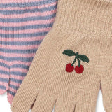 Konges Sløjd - Filla gloves - 2 pairs - Cherry / Stripe | Scout & Co