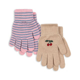 Konges Sløjd - Filla gloves - 2 pairs - Cherry / Stripe | Scout & Co