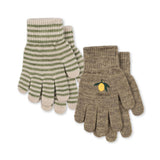 Konges Sløjd - Filla gloves - 2 pairs - Lemon / Stripe | Scout & Co