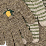 Konges Sløjd - Filla gloves - 2 pairs - Lemon / Stripe | Scout & Co