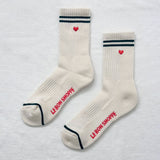 Le Bon Shoppe - Embroidered boyfriend socks - Heart Parchment | Scout & Co