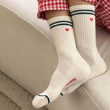 Le Bon Shoppe - Embroidered boyfriend socks - Heart Parchment | Scout & Co