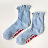 Le Bon Shoppe - Ruffled hugger crew socks - Periwinkle / Red | Scout & Co