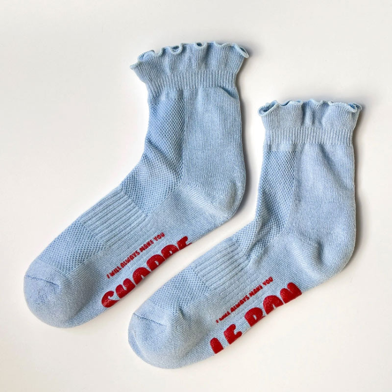 Le Bon Shoppe - Ruffled hugger crew socks - Periwinkle / Red | Scout & Co