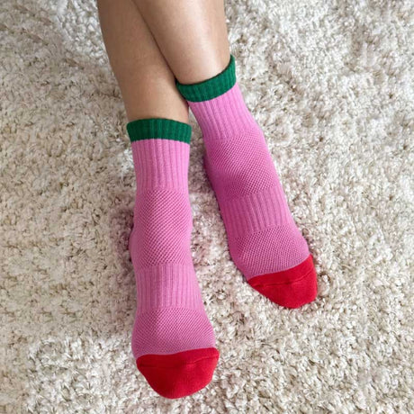 Le Bon Shoppe - Girlfriend socks - Rose Green Colour Block | Scout & Co