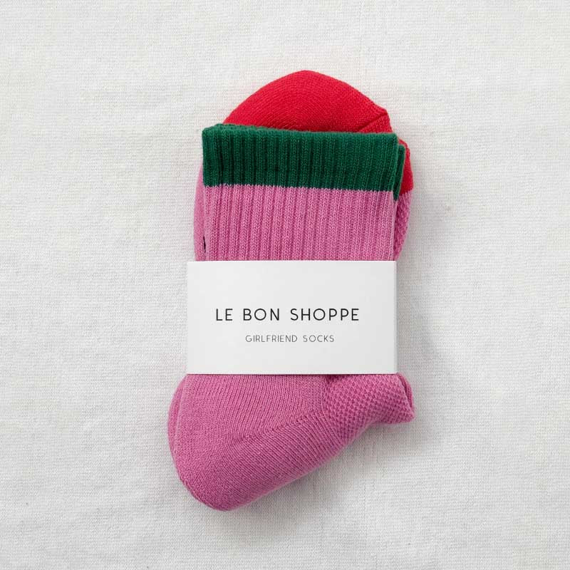 Le Bon Shoppe - Girlfriend socks - Rose Green Colour Block | Scout & Co