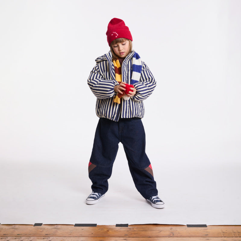 Wynken - Burletta down coat - Painted navy stripe | Scout & Co