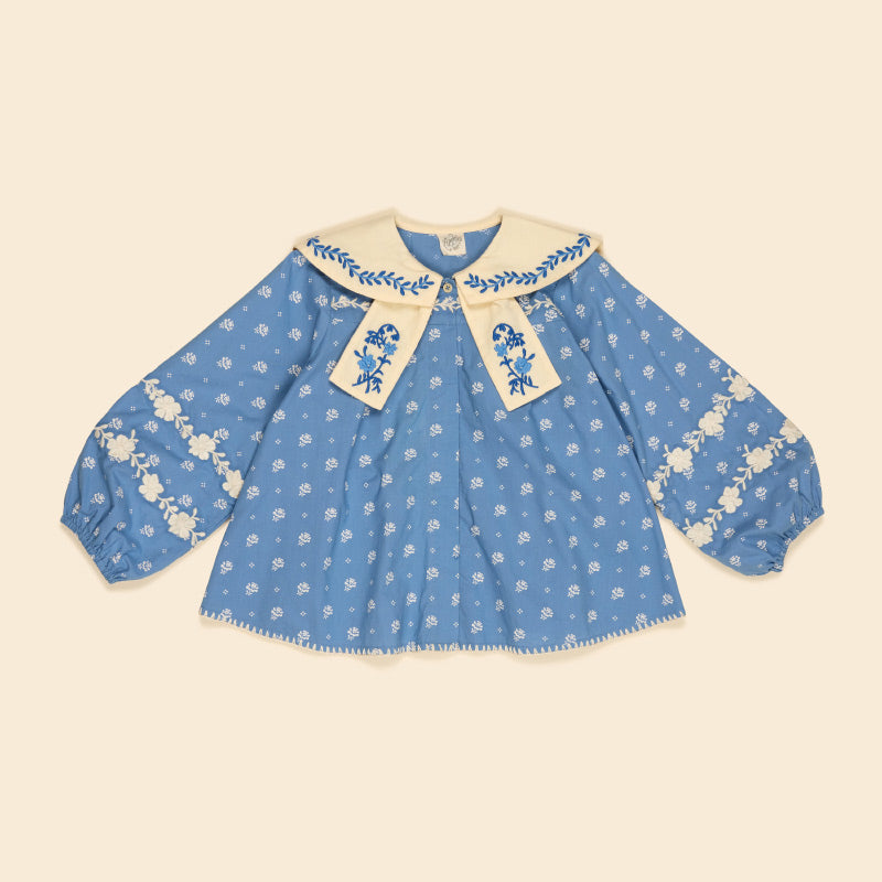 Apolina - Maggie Sailor blouse - Mountain Calico Blue | Scout & Co