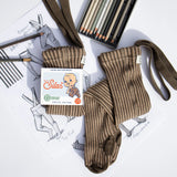 Silly Silas - Special footed cotton tights with braces - Seaweed & Peanut Striped | Scout & Co