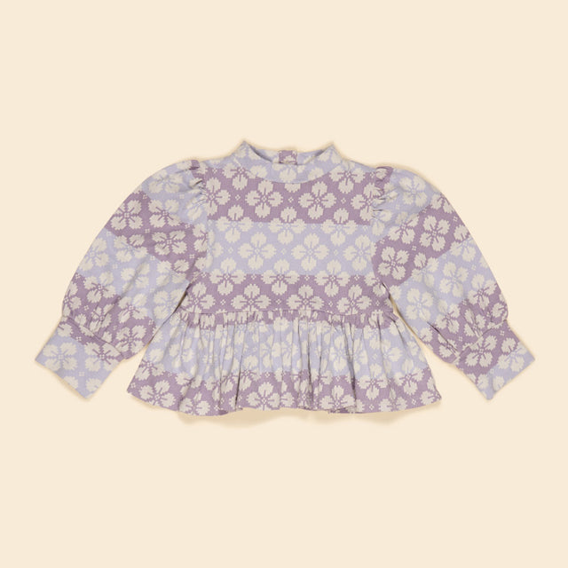 Apolina - Mya peplum jersey top - Icelandic Poppy Jacquard | Scout & Co