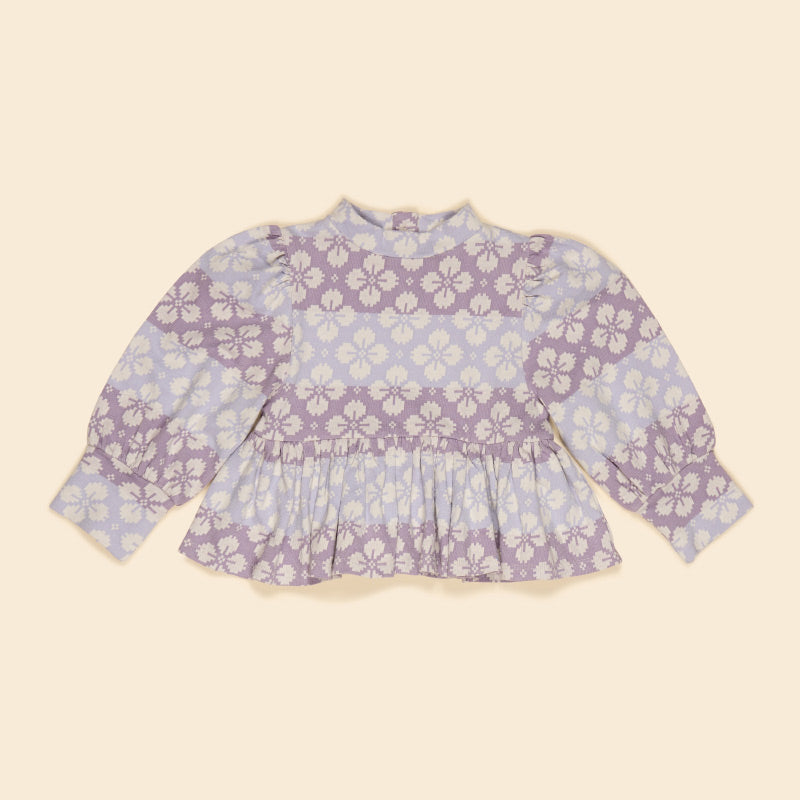 Apolina - Mya peplum jersey top - Icelandic Poppy Jacquard | Scout & Co