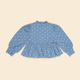 Apolina - Mya peplum jersey top - Mountain Calico Blue | Scout & Co