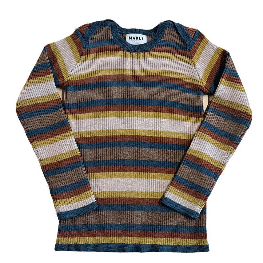 Mabli - Sylfaen skinny rib knit top - Azurite Blue Stripe | Scout & Co