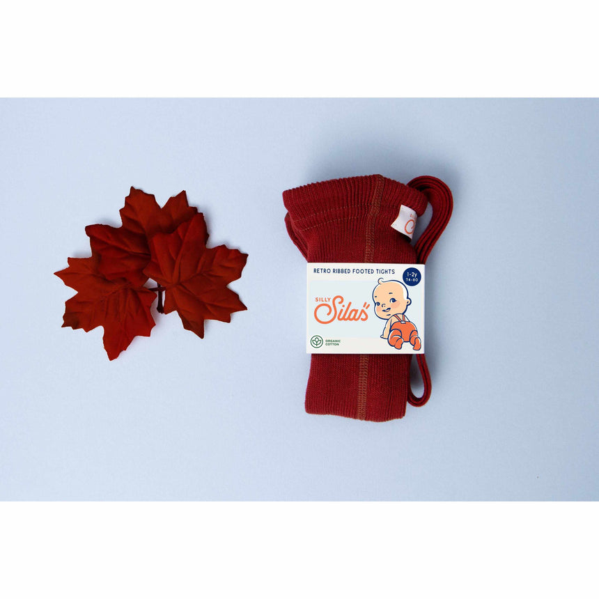 Silly Silas - Footed cotton tights with braces - Maple Leaf | Scout & Co