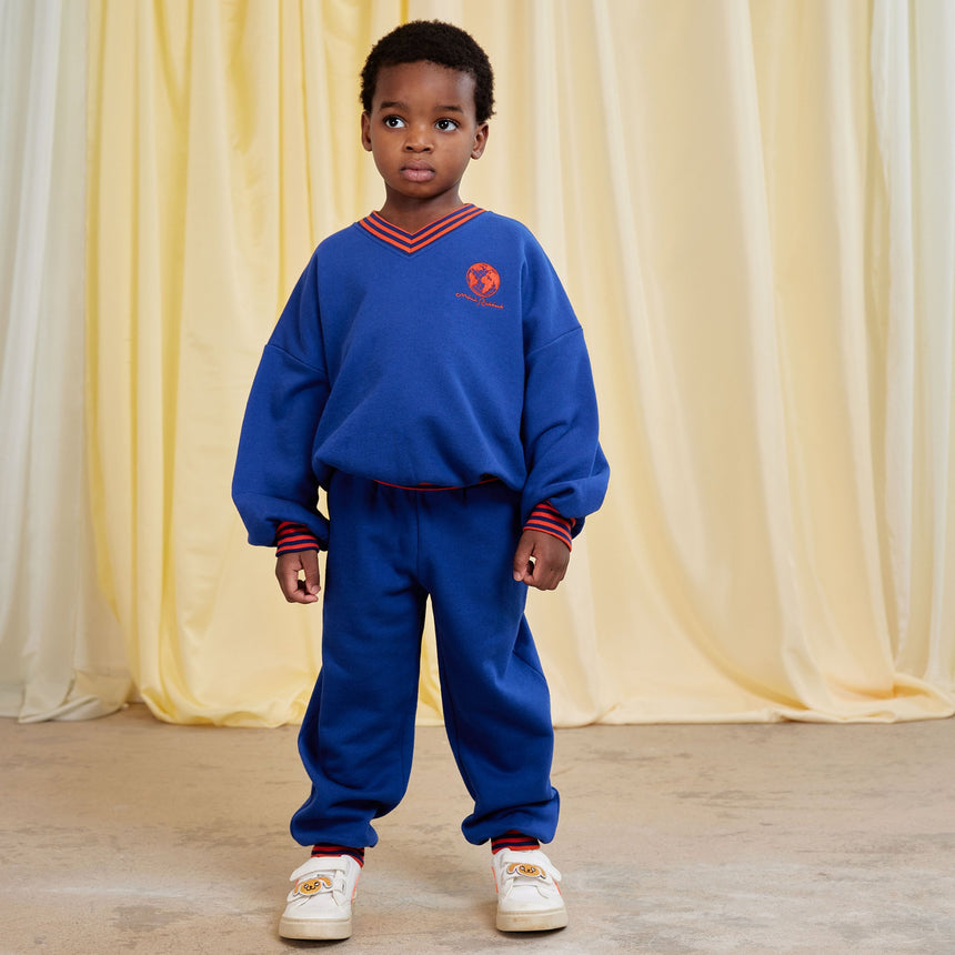 Mini Rodini - Striped rib sweatpants - blue | Scout & Co