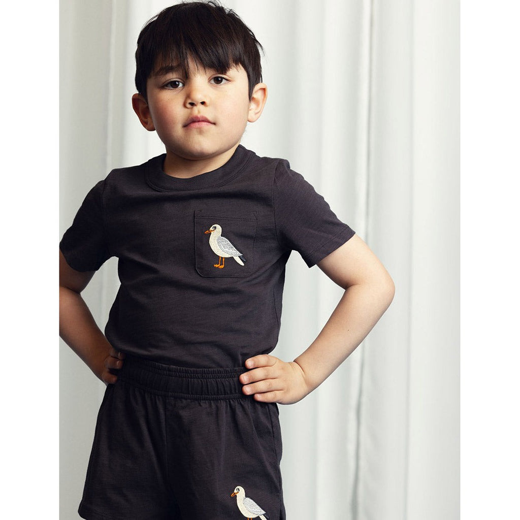 Mini Rodini - Seagull embroidered T-shirt - black | Scout & Co