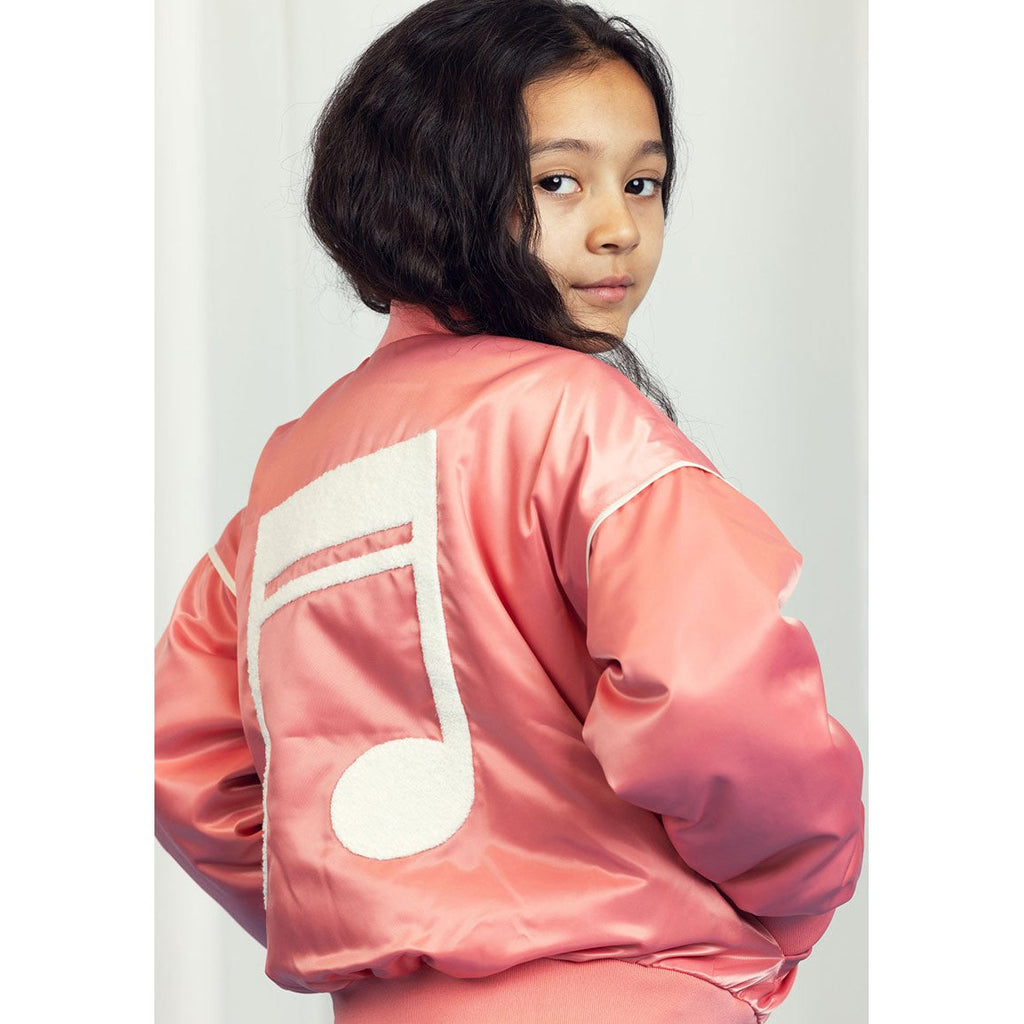 Mini Rodini - Note chenille satin baseball jacket - pink | Scout & Co