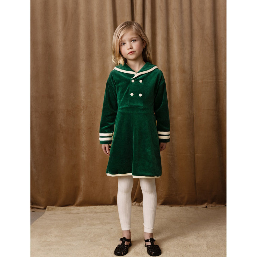 Mini Rodini - Sailor velour dress - green | Scout & Co