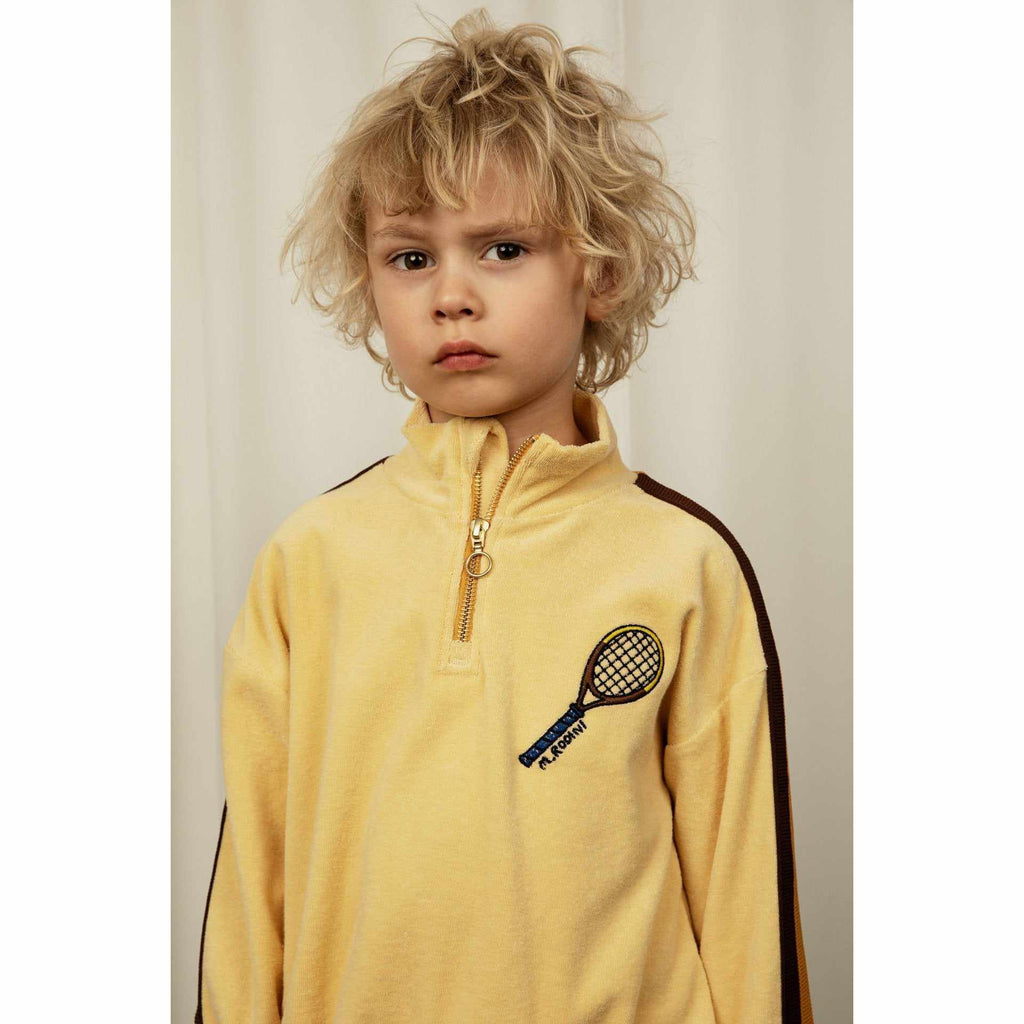 Mini Rodini - Tennis embroidered half-zip terry sweatshirt | Scout & Co