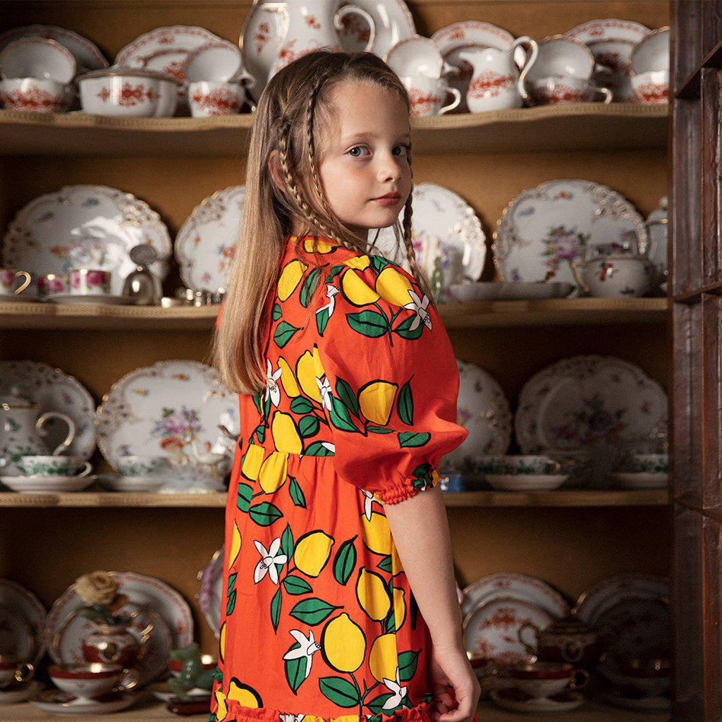 Mini Rodini - Lemons woven puff sleeve dress | Scout & Co