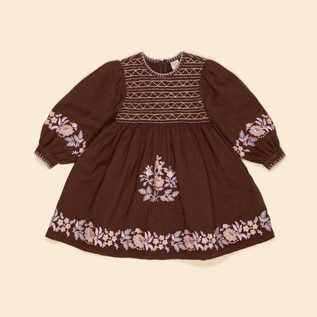 Apolina - Noemie embroidered dress - Dark chocolate | Scout & Co