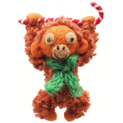 Amica - Orangutan with candy cane - Christmas felt decoration | Scout & Co