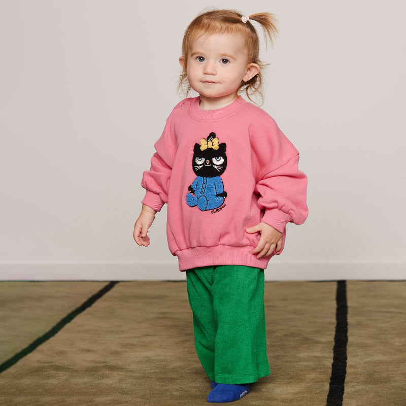 Mini Rodini - Cat chenille sweatshirt - pink | Scout & Co